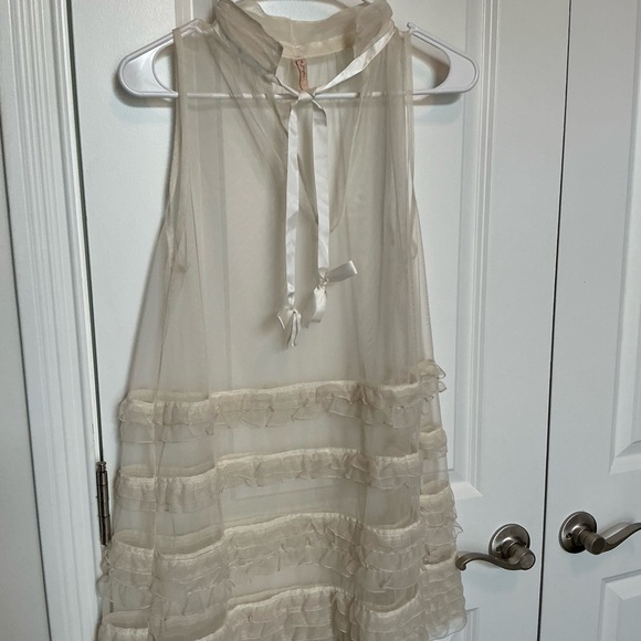 Free People Other - Free People Ruffle Chiffon Tie-Neck Dress
